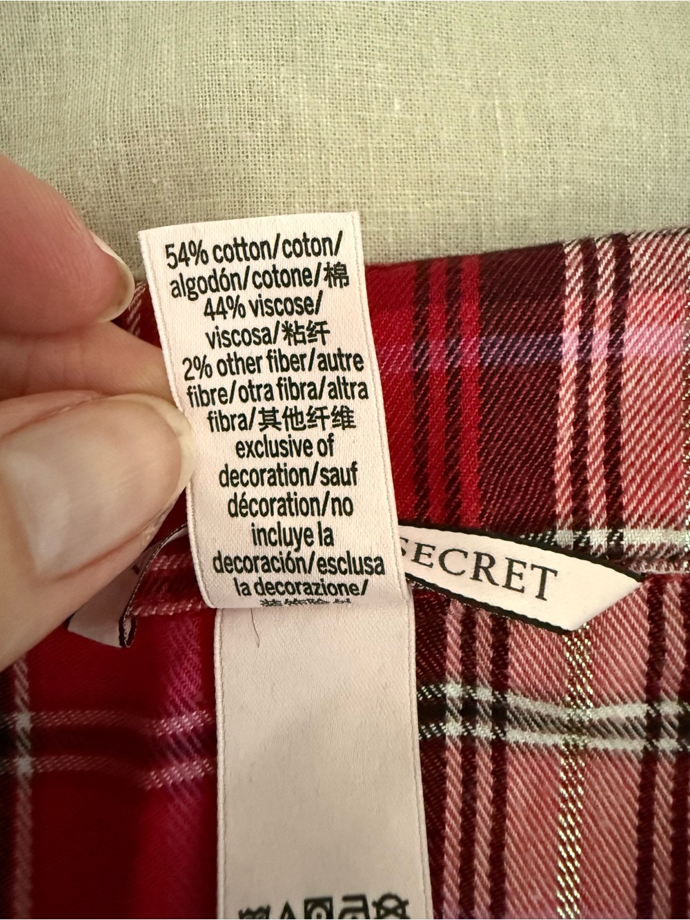 Victoria's Secret Red Black Plaid Pajama Set | Subtle Silver Shimmer Thread - Picture 13 of 14